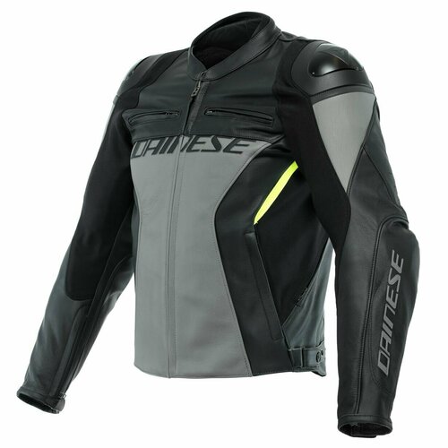 Мотокуртка мужская кожаная Dainese RACING 4 LEATHER JACKET Charcoal-Gray/Black, (р.52)