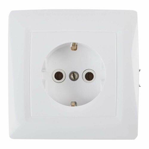 Розетка встраиваемая Reone с заземлением, цвет белый
