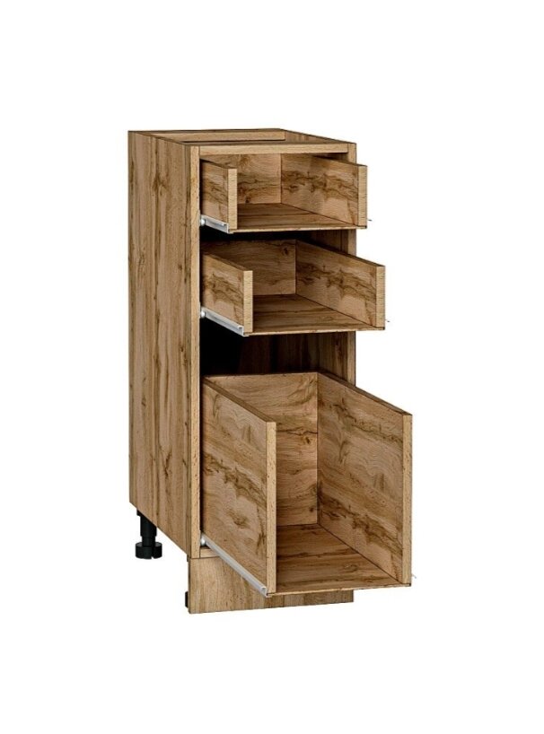 Каркас нижнего кухонного шкафа с 3-мя выдвижными ящиками Н303, ширина 30 см, Дуб Вотан