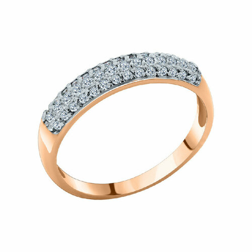 фото Кольцо rusgoldart, красное золото, 585 проба, фианит, размер 17, золотой, красный