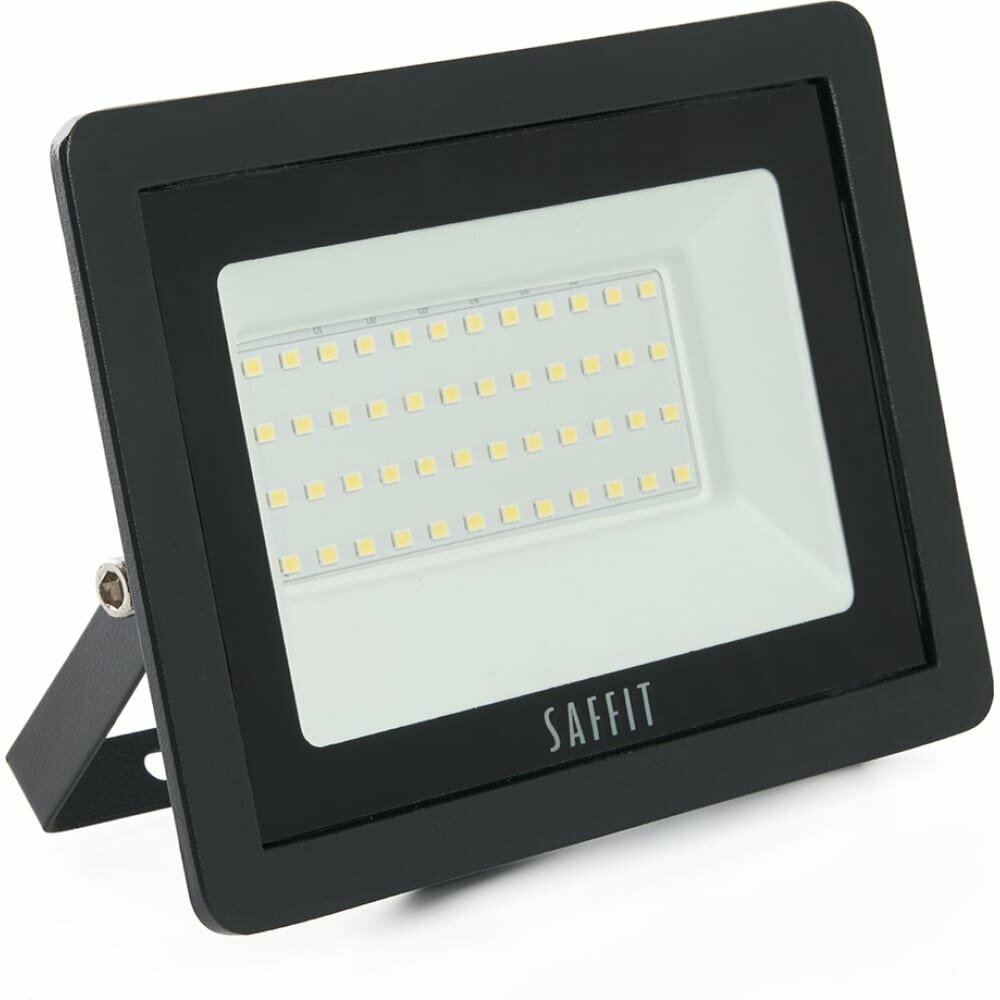 SAFFIT Прожектор светодиодный, 2835 SMD, 50W 4000K AC220V/50Hz IP65, черный в компактном корпусе, SFL90-50 55077