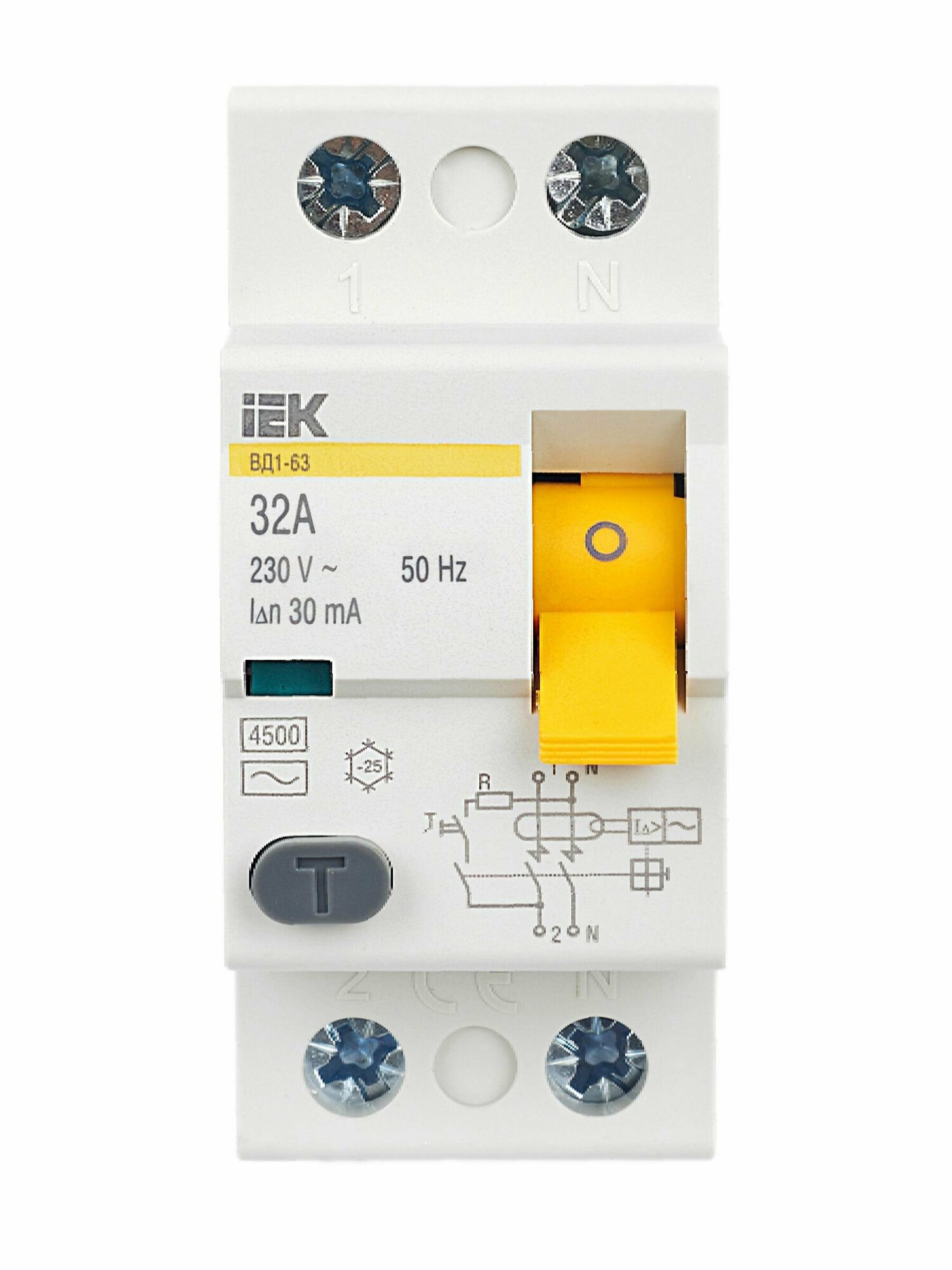 IEK Выключатель дифференциальный ВД1-63 (УЗО) 2Р 32А 30мА MDV10-2-032-030