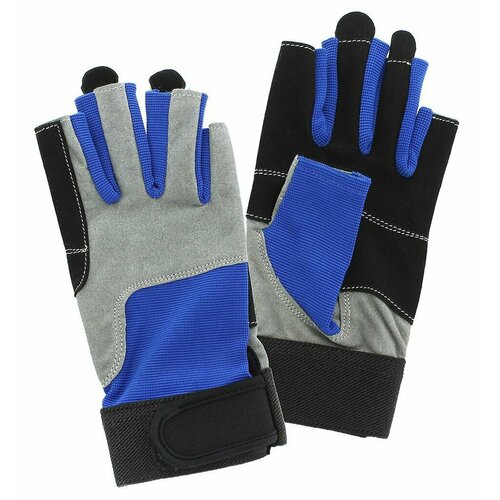 Яхтенные перчатки с короткими пальцами синийсерыйчерный размер 2XL 10267517 2108₽