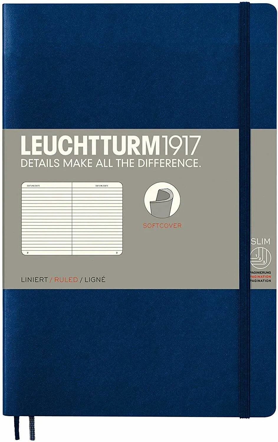 Записная книжка Leuchtturm Paperback В6+ в линейку темно-синий 123 стр.