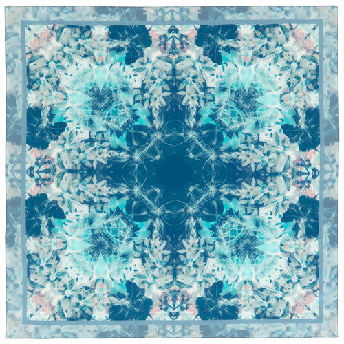 фото Платок павловопосадская платочная мануфактура, 65х65 см, синий, бирюзовый