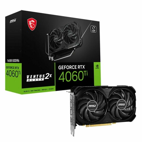 Видеокарта MSI RTX4060Ti VENTUS 2X BLACK 16GB GDDR6 128-bit HDMI DPx3 2FAN RTL 6386000₽