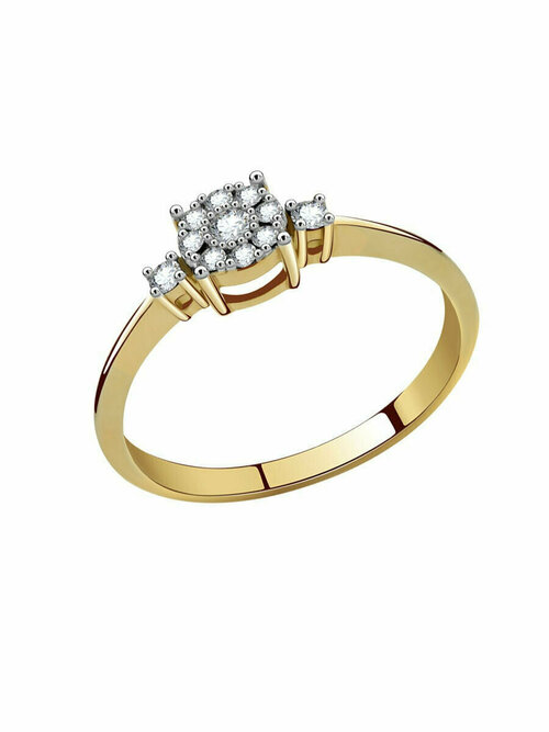 Кольцо помолвочное VALTERA, желтое золото, 585 проба, бриллиант, размер 16, золотой