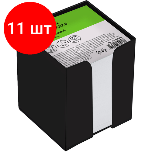 Комплект 11 шт, Блок для записей СТАММ, 8*8*8 см, пластиковый бокс, белый, белизна 65-70% блок для записей стамм 8 8 8см белый белизна 65 70% 5 штук