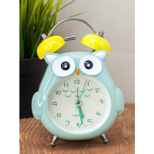 Часы настольные с будильником Owl green зеленый