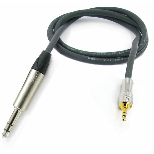 Кабель mini JACK 3,5 (TRS) - JACK 6,3 (TRS) стерео, симметричный (С114) , netaudio, длина 0,5 метра