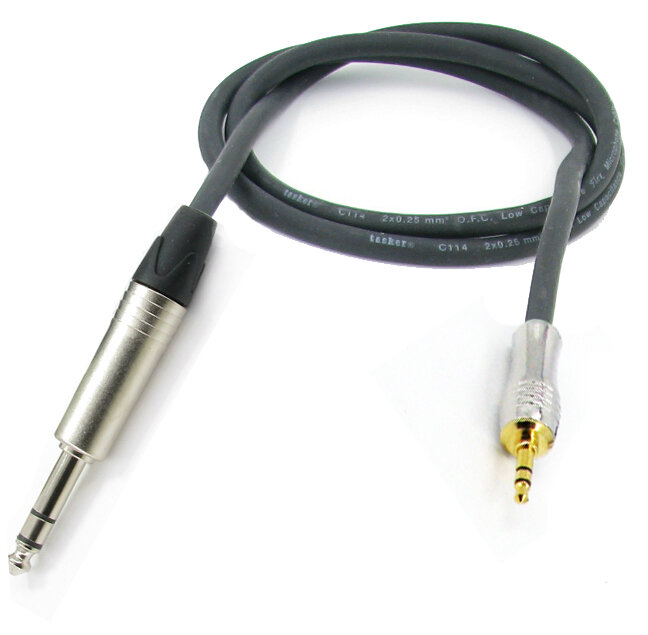 Кабель mini JACK 3,5 (TRS) - JACK 6,3 (TRS) стерео, симметричный (С114) , netaudio, длина 3 метра