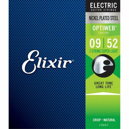 Струны Elixir Optiweb 7-string Super Light 9-52 (19007) m14 колотушка для гонга пара paiste