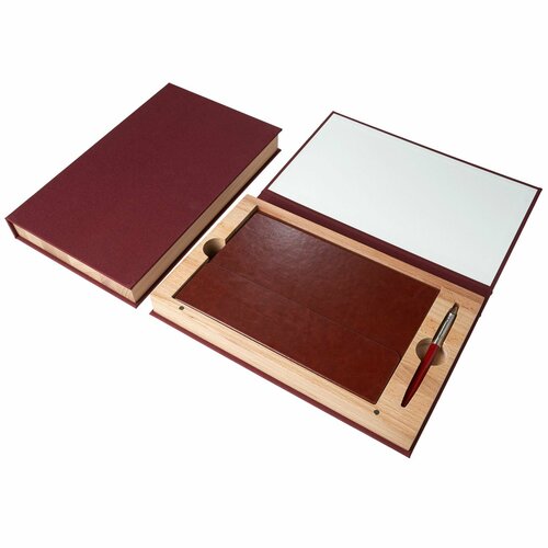 Подарочный набор. Коробочка с ежедневником GALANT Magnetic А5 и шариковой ручкой Parker Jotter Originals. Цвет бордовый.