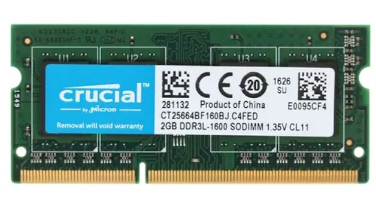 SO-DIMM DDR3L, 2ГБ, Crucial - фото №5