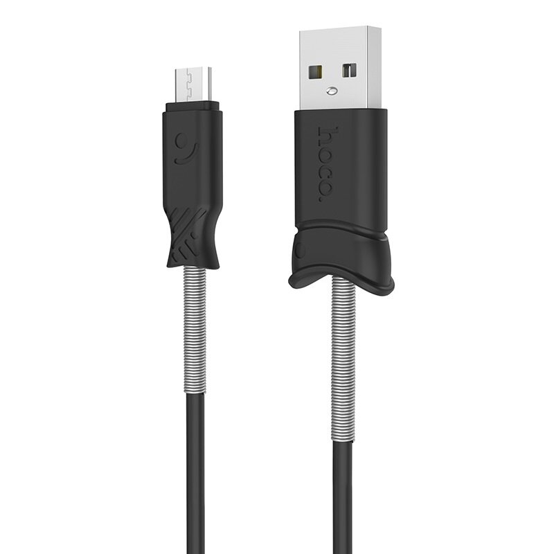 Кабель Hoco X24 Pisces, USB - microUSB, 1м, черный