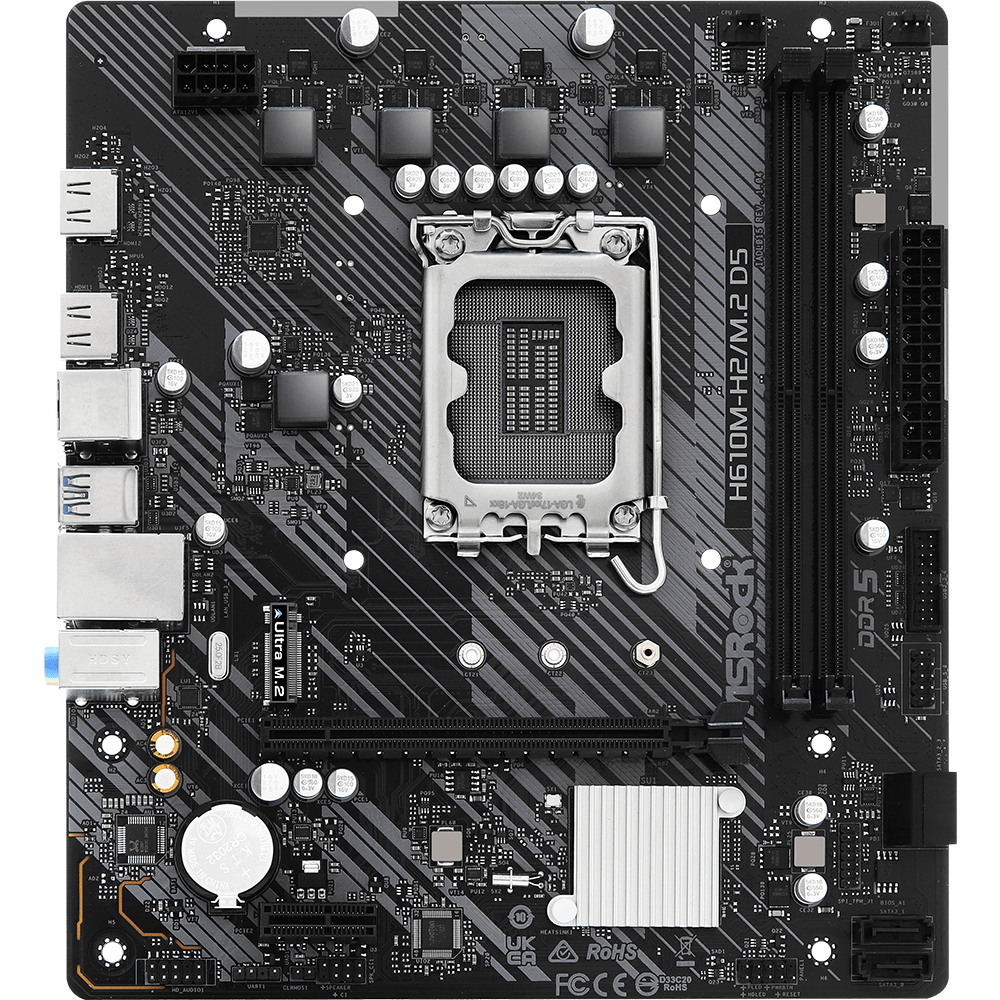 Материнская плата ASROCK H610M-H2/M.2 D5, LGA 1700, Intel H610, mATX, Ret