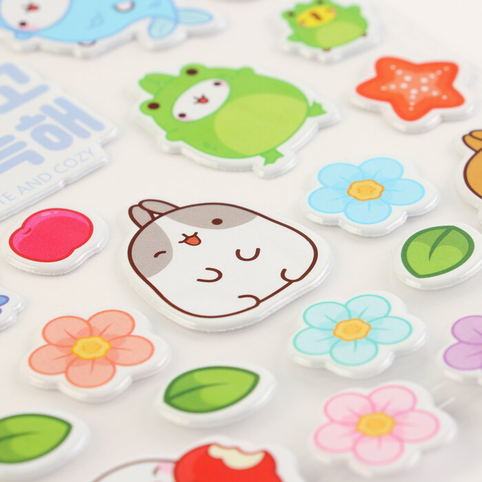 Molang. Милые наклейки и татушки. Голубой ОРИГАМИ - фото №3
