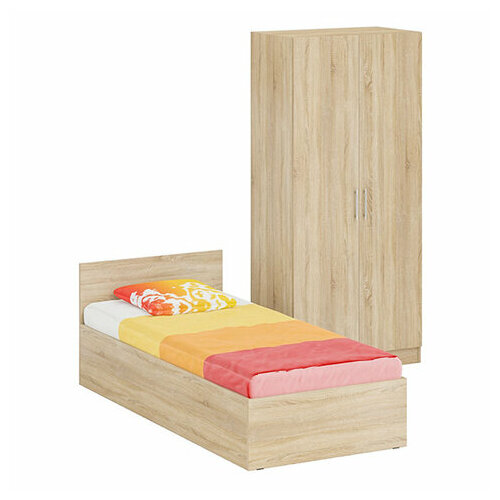 Кровать 0900 + Шкаф 2-х створчатый Стандарт, цвет дуб сонома
