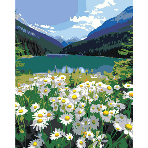 Картина по номерам Природа пейзаж с полем ромашек и озером картина по номерам природа пейзаж с полем тюльпанов