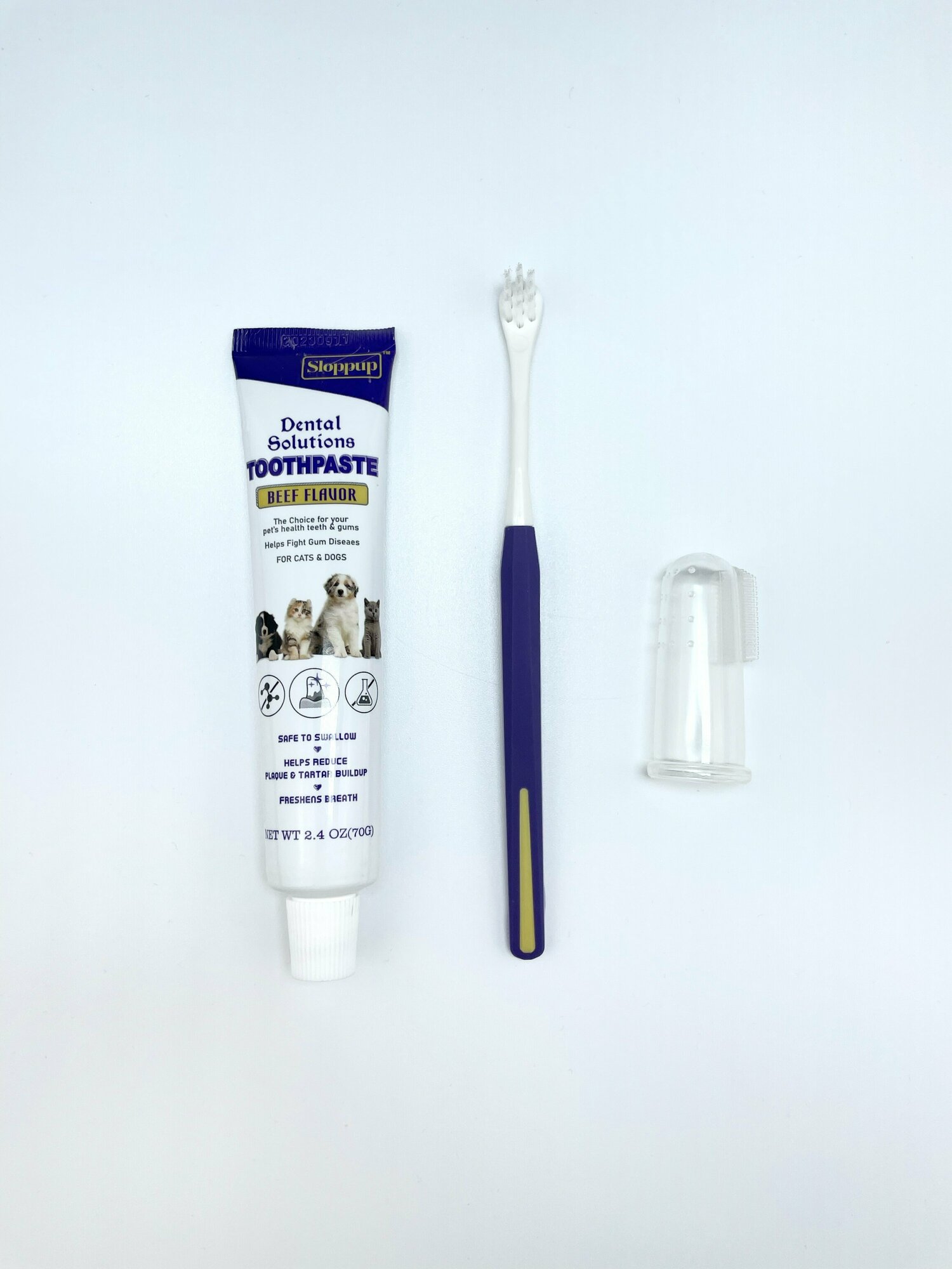 Набор с зубной пастой с щеткой и напальчником для груминга и бережного ухода за зубами кошек и собак