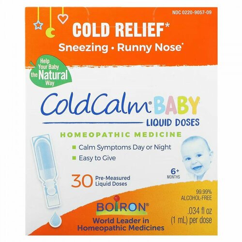 Boiron, ColdCalm, Cold Relief, 6 Months & Up, 30 Single Oral Liquid Doses, .034 fl oz Each