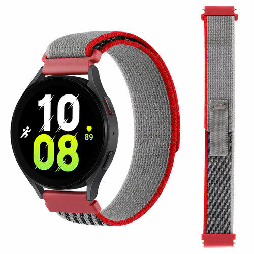 Ремешок нейлоновый Trail Loop для часов 22 мм Garmin, Samsung Galaxy Watch, Huawei Watch, Honor, Xiaomi Amazfit, 04 красный с серым