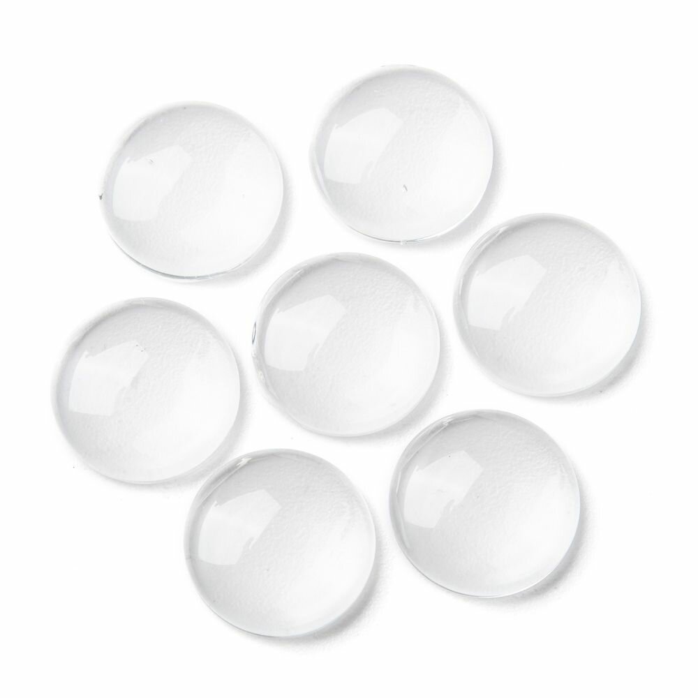 Кабошоны стеклянные круглые, 20 шт, прозрачный, 14х4 мм