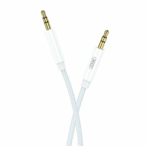 Кабель XO NB-R211C AUX 3.5 мм Jack - 3.5 мм Jack, оплетка ткань, белый, 1 шт