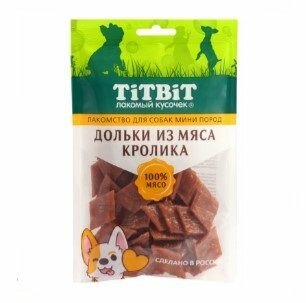 Лакомство для собак TiTBiT дольки из мяса кролика для собак мини пород 100г Рубис - фото №5
