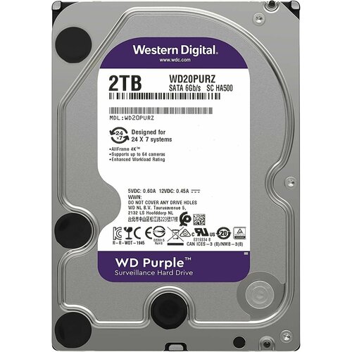 Внутренний жесткий диск Western Digital БУ WD PURPLE для видеонаблюдения камер 1 шт 12890₽