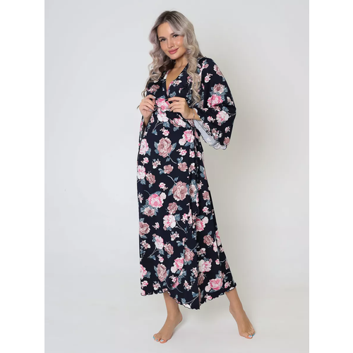 фото Халат текстильный край, размер 60, коричневый