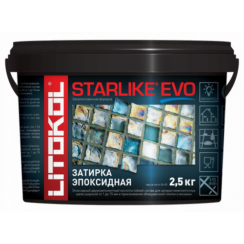 Затирка эпоксидная Litokol STARLIKE EVO S.130 GRIGIO ARDESIA (2,5 кг) эпоксидная затирочная смесь litokol starlike evo s 130 grigio ardesia 1 кг