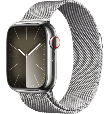 Apple Watch Series 9 41mm Silver Stainless Steel Case with Silver Milanese Loop (GPS + LTE)