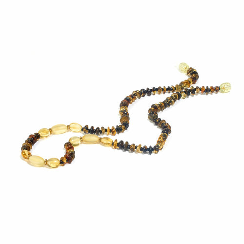 Бусы Янтарь России, янтарь, длина 45 см, зеленый, черный, желтый