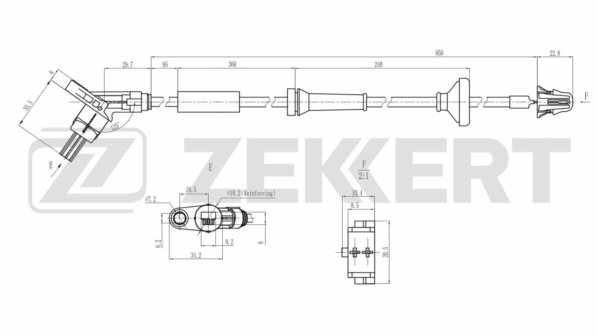 SE6233 ZEKKERT Датчик ABS задн./передн. VW Polo III 94- Seat Ibiza II 93- Cordoba 93-