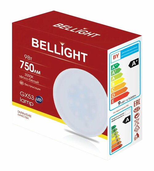 Лампа светодиодная Bellight GX53 220-240 В 9 Вт диск 750 лм теплый белый свет