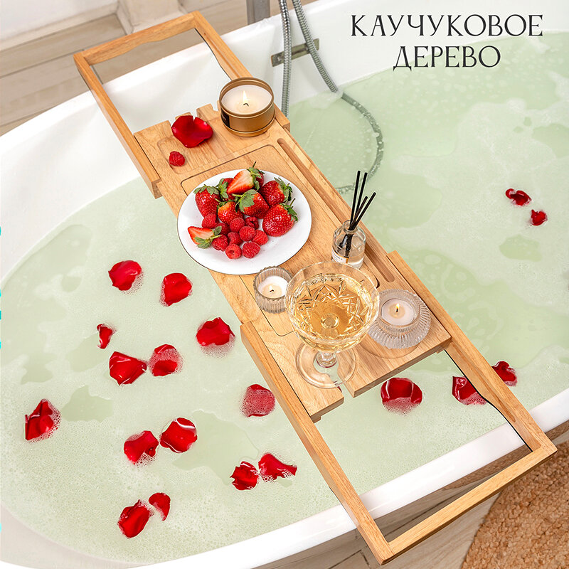 фото Полка BambooWood из бамбука с лотком для полотенца