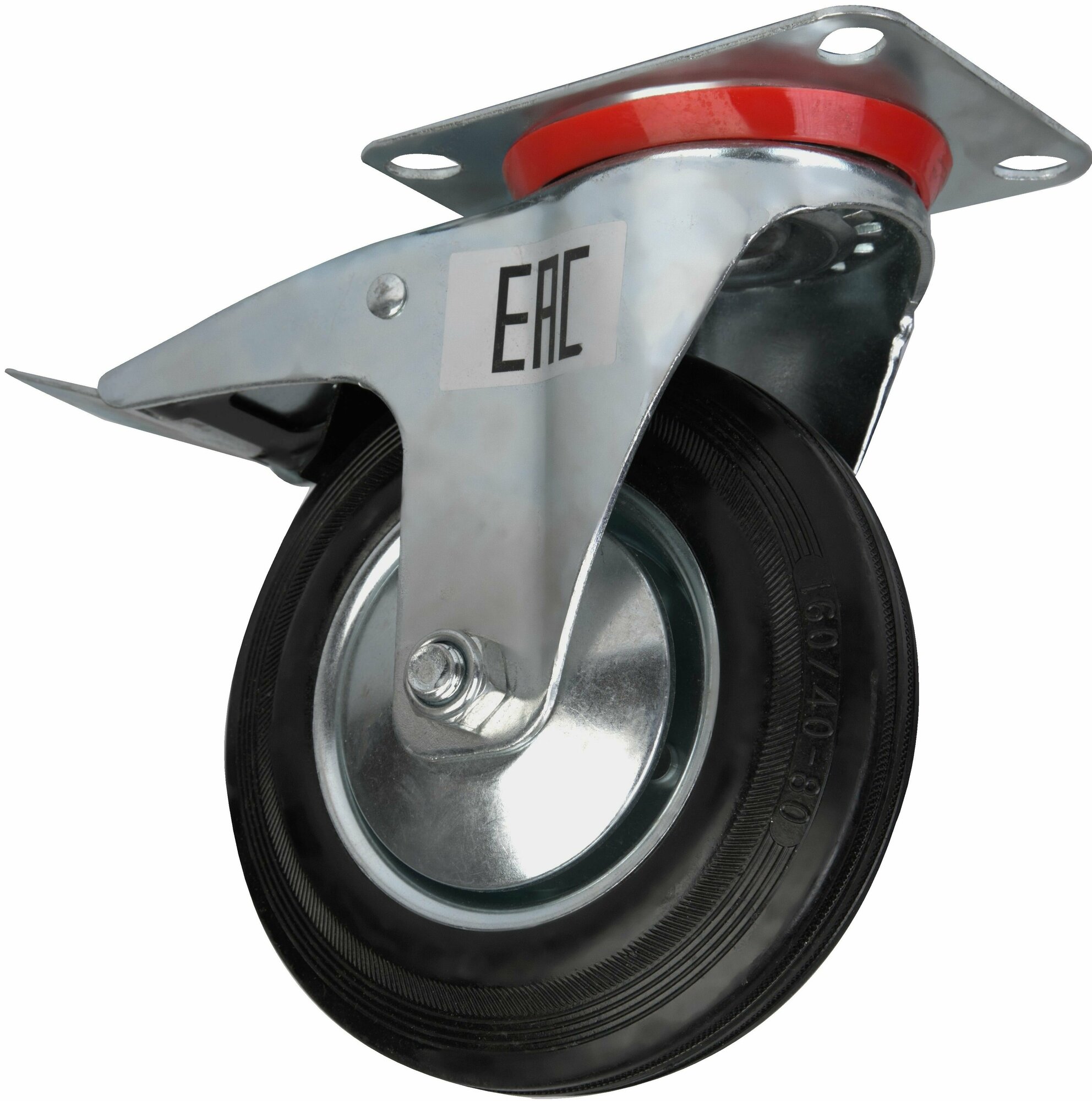 Большегрузное колесо обрезиненное euro-lift поворотное с тормозом г/п 200кг (200х500 мм)