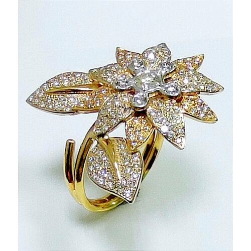 Кольцо Эстерелла, комбинированное золото, 750 проба, бриллиант, размер 19 кольцо с родолитом гранатами и бриллиантами из жёлтого золота