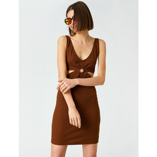 фото Платье koton, размер l, коричневый