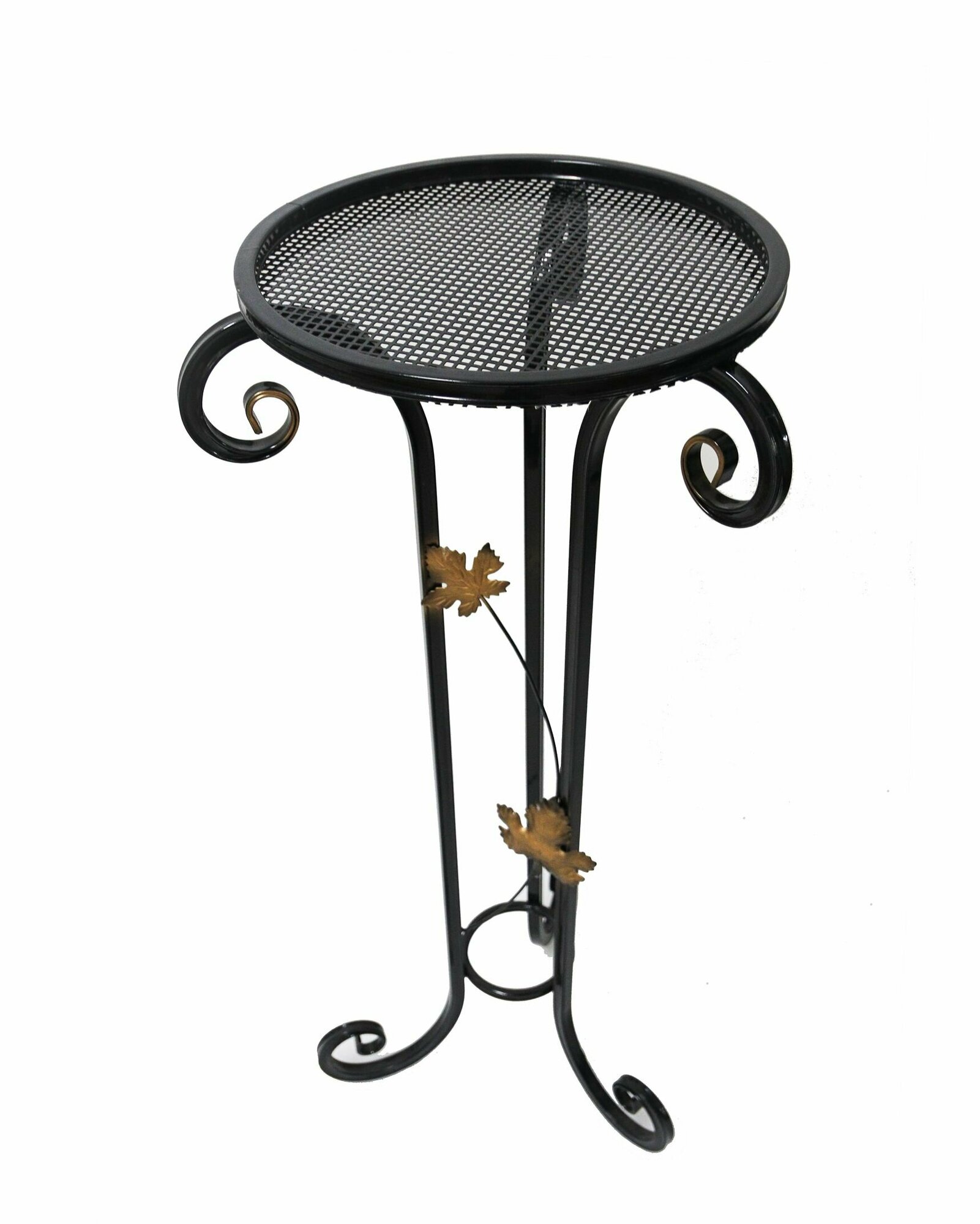 фото Подставка для цветов напольная металлическая, подставка универсальная кованая, черная