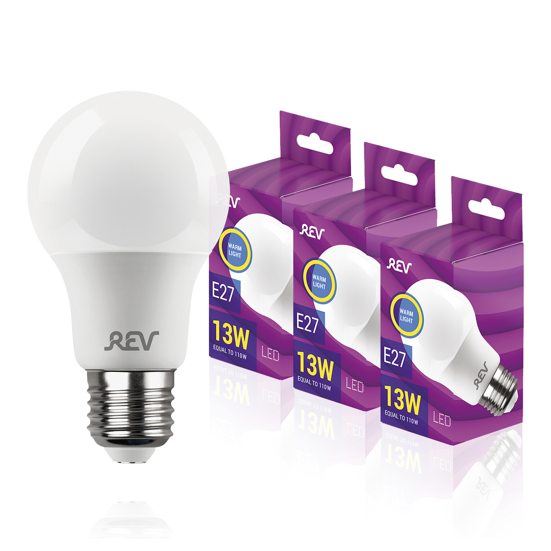 Упаковка светодиодных ламп 3 шт REV 32346 4, 2700К, Е27, A60, 13Вт