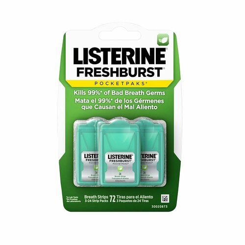 Listerine FRESHBURST Pocketpaks освежающие полоски 3-24 полоски для дыхания в носу 30 шт полоски для сна полоски для предотвращения храпа полоски для рта полоски для сна во рту для храпа