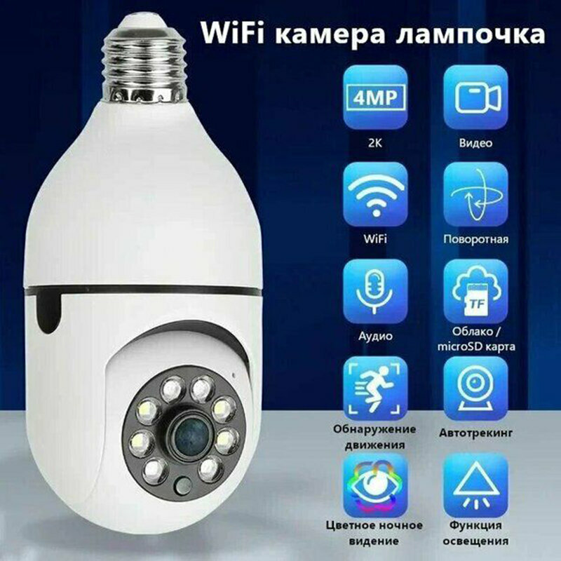 Камера видеонаблюдения wifi с микрофоном для дома видеонаблюдение с датчиком движения камера в лампочке