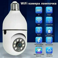 Беспроводная камера видеонаблюдения wifi с микрофоном для дома, видеонаблюдение с датчиком движения, камера в лампочке
