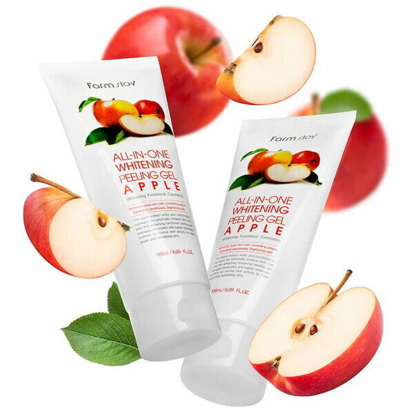 Farmstay Осветляющий пилинг-скатка с экстрактом яблока All-In-One Whitening Peeling Gel Apple, 180 мл