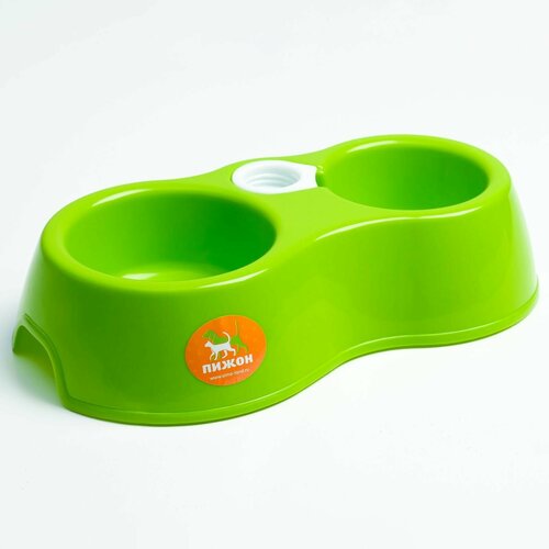 Миска двойная круглая 27 х 16 х 65 см зелёная 334₽