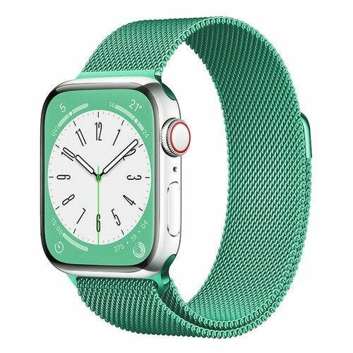 Ремешок миланcкий из нержавеющей стали Milanese Loop для Apple Watch 42/44/45/49 мм, на магните, бирюзовый (20) сетчатый браслет миланская петля для apple watch 42 44 мм серебристый