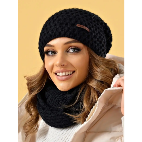 фото Шапка бини miki, размер 54-58, черный