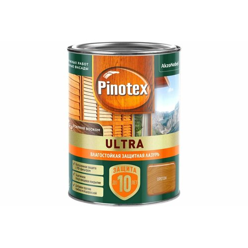 Влагостойкая защитная лазурь Ultra, орегон, 0,9л Pinotex 5803746